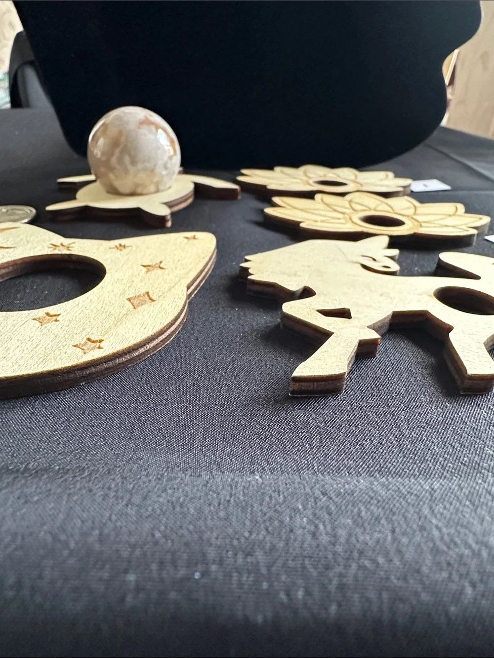 Wooden NWOT sphere holder. Choice of multiple shapes. Up to appx. 3” width